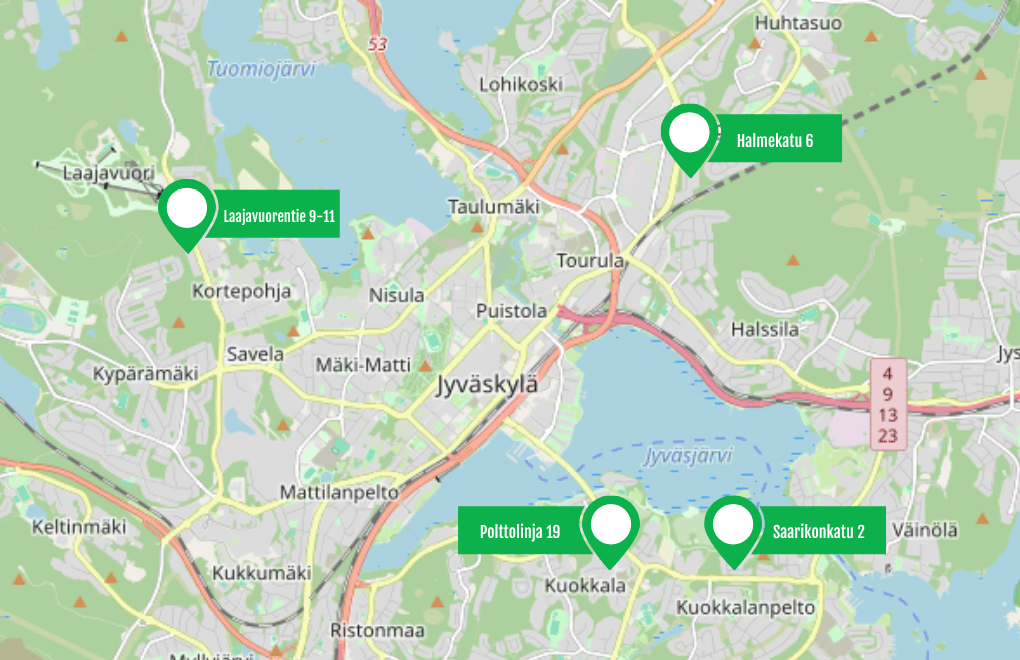 Sijoitusasunnot kartta